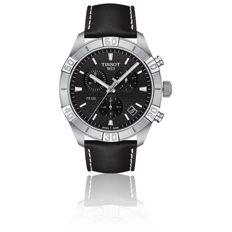 Tissot PR 100 Sport Quartz Chronograph Black Dial Black Leather Strap Watch For Men - T101.617.16.051.00 Buy Now By Tissot