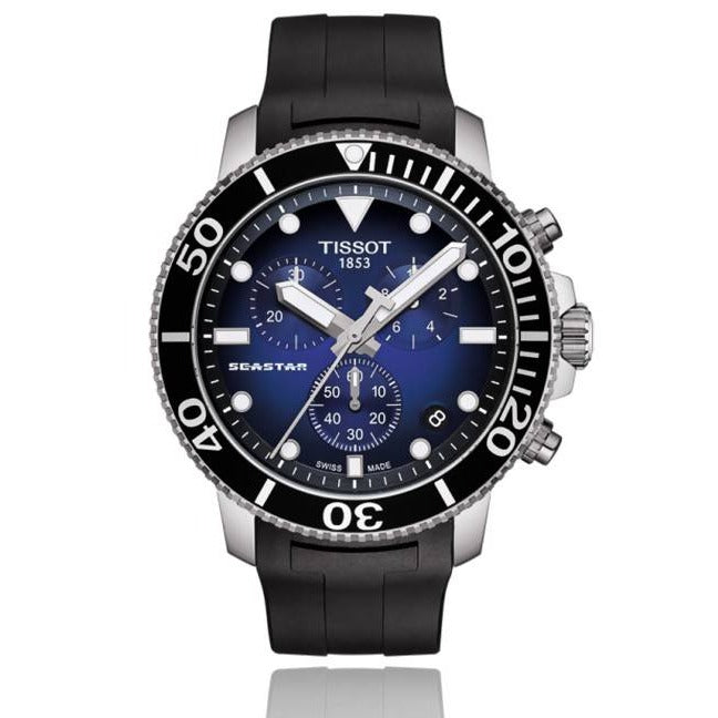 Tissot Seastar 1000 Chronograph Blue Dial Black Rubber Strap Watch For Men - T120.417.17.041.00 Buy Now By Tissot