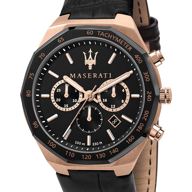 Maserati Stile Black Matte Dial Black Leather Strap Watch For Men - R8871642001 Buy Now By Maserati