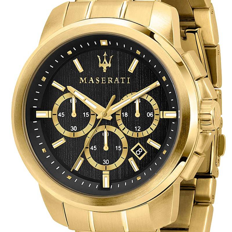 Maserati Successo 44mm Black Dial Gold Stainless Steel Strap Watch For Men - R8873621013 Buy Now By Maserati