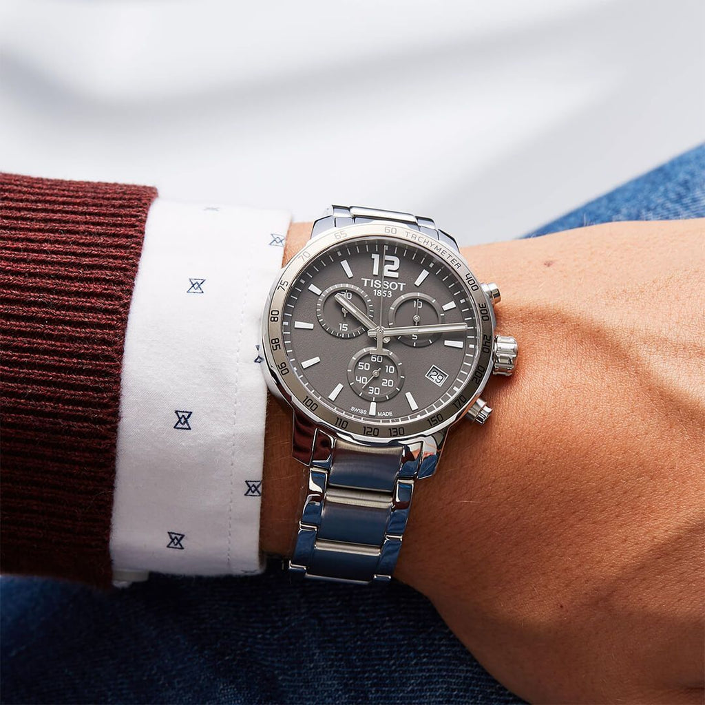 Tissot Quickster Chronograph Black Dial Silver Steel Strap Watch For Men - T095.417.11.067.00 Buy Now By Tissot