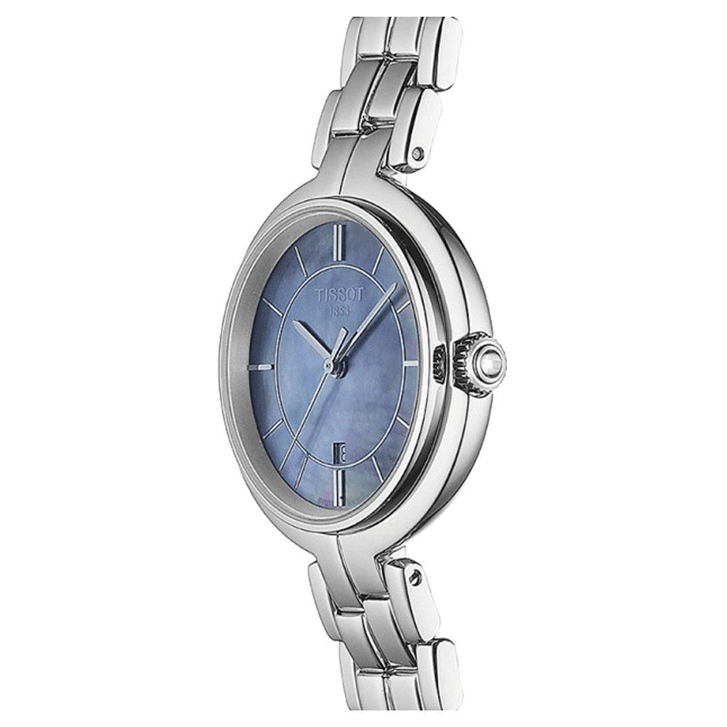 Tissot T Lady Flamingo Mother of Pearl Blue Dial Silver Steel Strap Watch For Women - T094.210.11.121.00 Buy Now By Tissot