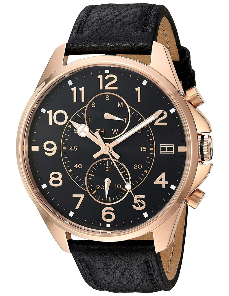 Tommy Hilfiger Dean Chronograph Quartz Black Dial Black Leather Strap Watch for Men - 1791273 Buy Now By Tommy Hilfiger