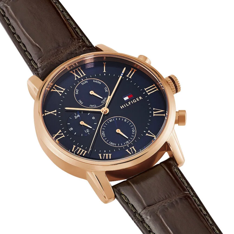 Tommy Hilfiger Kane Chronograph Blue Dial Brown Leather Strap Watch for Men - 1791399 Buy Now By Tommy Hilfiger