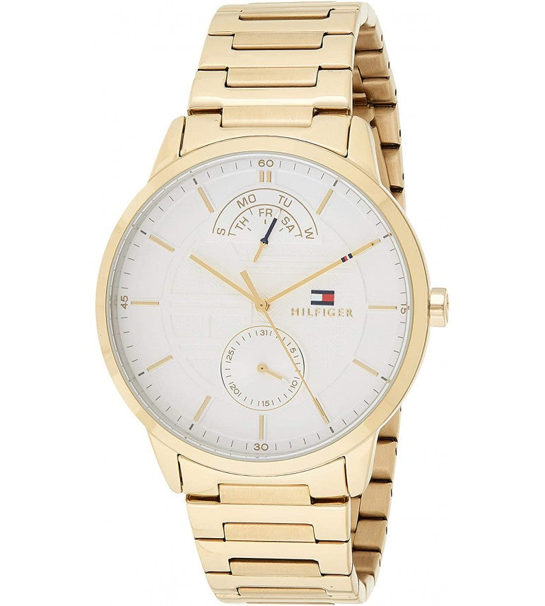 Tommy Hilfiger Hunter White Dial Gold Steel Strap Watch for Men - 1791609 Buy Now By Tommy Hilfiger