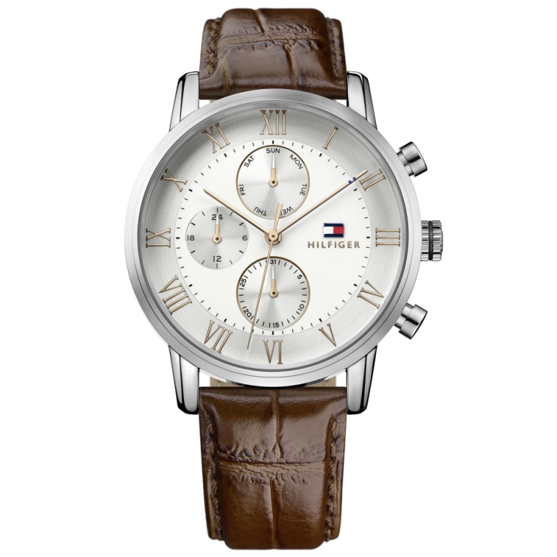 Tommy Hilfiger Kane Chronograph White Dial Brown Leather Strap Watch for Men - 1791400 Buy Now By Tommy Hilfiger