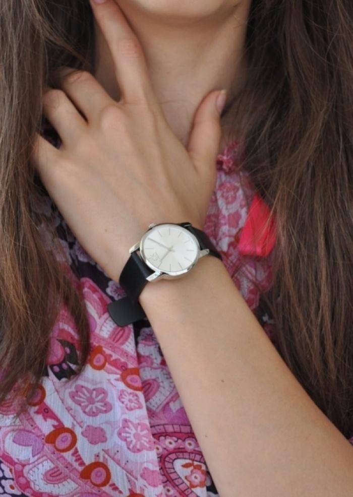 Calvin Klein City Silver Dial Black Leather Strap Watch For Women - K2G231C6 Buy Now By Calvin Klein