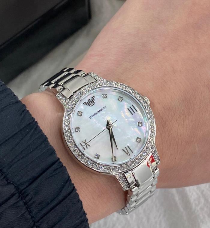 Emporio Armani Cleo Crystals Mother Of Pearl Dial Silver Steel Strap Watch For Women - AR11484 Buy Now By Emporio Armani