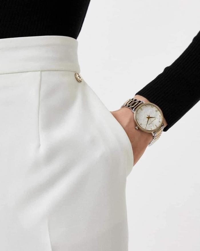 Michael Kors Pyper Three Hand White Dial Two Tone Steel Strap Watch For Women - MK4595 Buy Now By Michael Kors