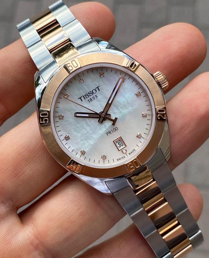 Tissot PR 100 Sport Chic Diamonds Mother of Pearl Dial Two Tone Steel Strap Watch for Women - T101.910.22.116.00 Buy Now By Tissot