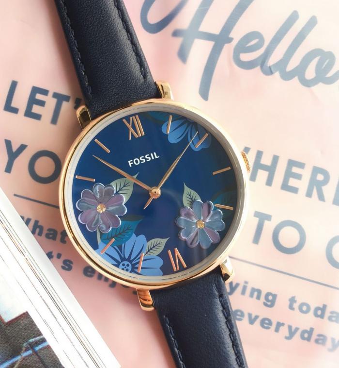 Fossil Jacqueline Blue Dial Blue Leather Strap Watch for Women - ES4673 Buy Now By Fossil