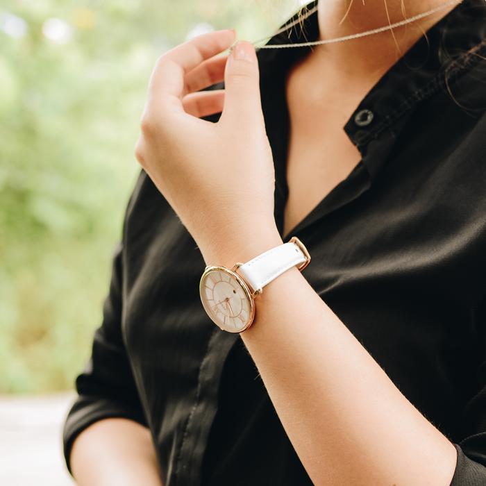 Fossil Jacqueline Quartz Mother of Pearl White Dial White Leather Strap Watch for Women - ES4579 Buy Now By Fossil