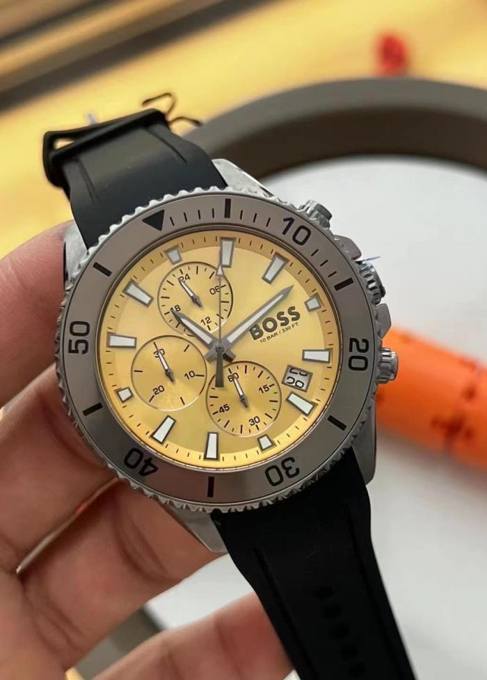 Hugo Boss Admiral Yellow Dial Black Rubber Silicone Strap Watch for Men - 1513968 Buy Now By Hugo Boss