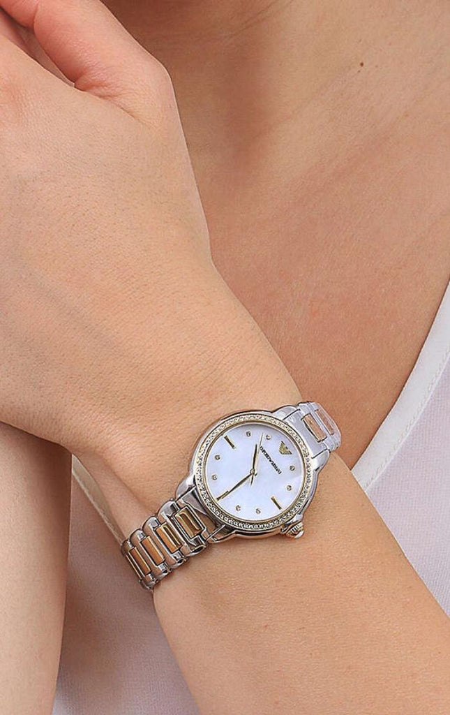 Emporio Armani Mia Quartz Mother of Pearl Dial Two Tone Steel Strap Watch For Women - AR11524 Buy Now By Emporio Armani