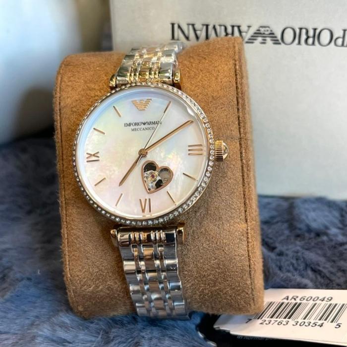 Emporio Armani Meccanico Automatic Mother of Pearl Dial Two Tone Steel Strap Watch For Women - AR60049 Buy Now By Emporio Armani