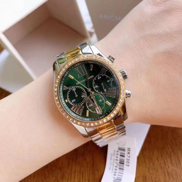 Michael Kors Lexington Chronograph Green Dial Two Tone Steel Strap Watch For Women - MK7303 Buy Now By Michael Kors