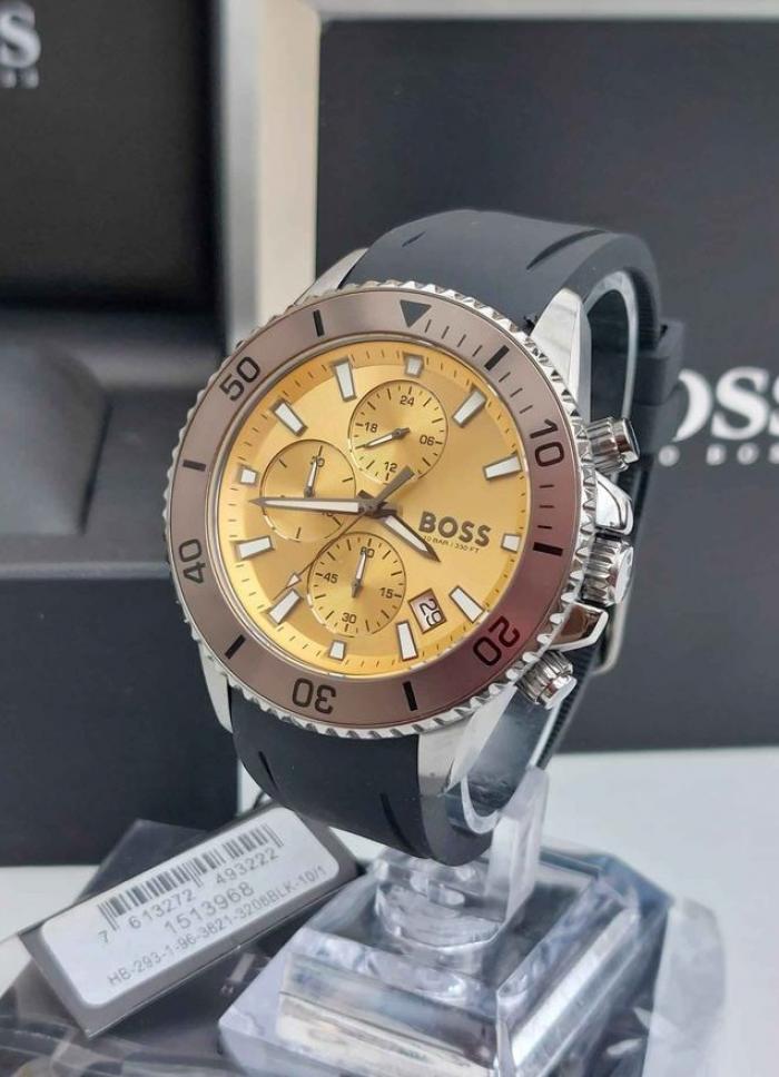 Hugo Boss Admiral Yellow Dial Black Rubber Silicone Strap Watch for Men - 1513968 Buy Now By Hugo Boss