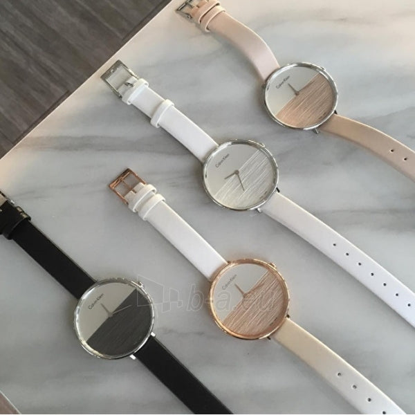 Calvin Klein Rise White Grey Dial White Leather Strap Watch for Women - K7A231L6 Buy Now By Calvin Klein