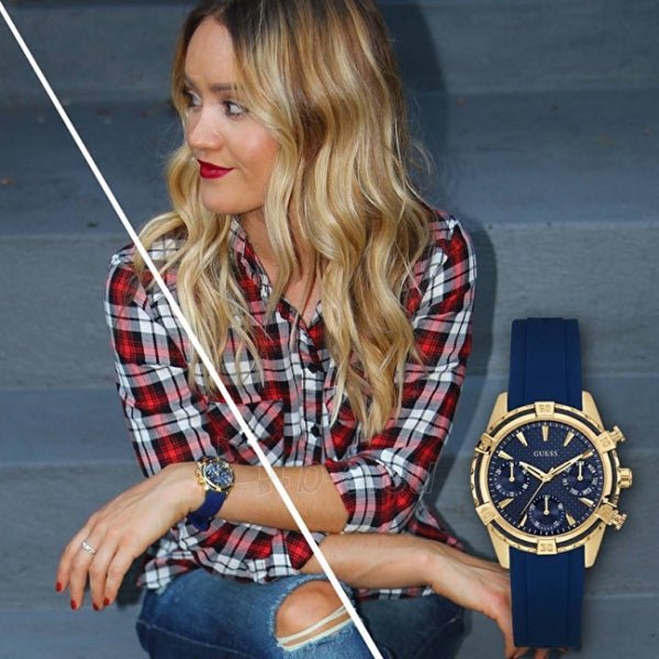 Guess Catalina Blue Gold Tone Blue Silicone Strap Watch For Women - W0562L2 Buy Now By Guess