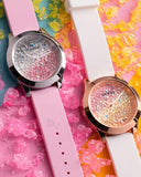 Guess Crush Crystals Gold Dial White Rubber Strap Watch for Women - W1223L3 Buy Now By Guess