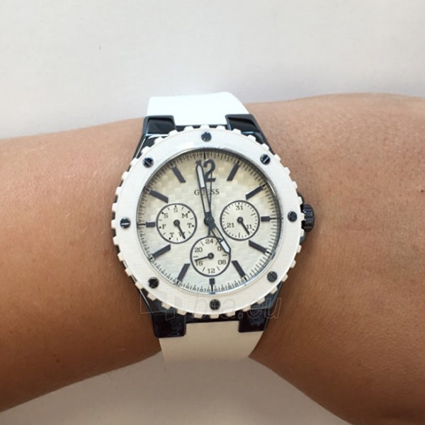 Guess Overdrive Chronograph White Dial White Rubber Strap Watch for Women - W0149L6 Buy Now By Guess