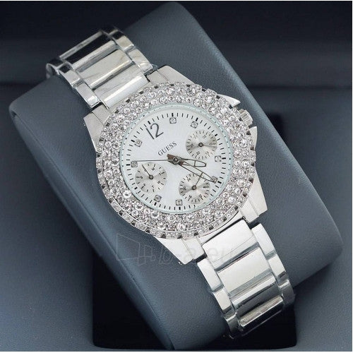 Guess Dazzler Diamonds Silver Dial Silver Steel Strap Watch for Women - W0335L1 Buy Now By Guess