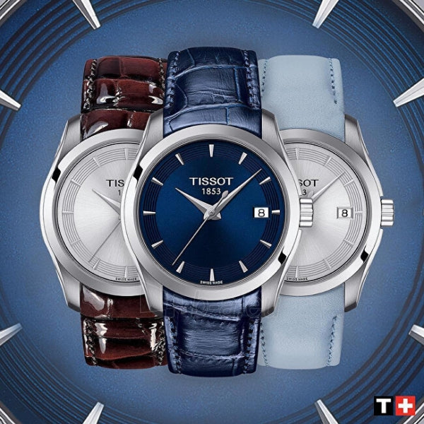 Tissot T Classic Couturier Silver Dial Light Blue Leather Strap Watch For Women - T035.210.16.031.02 Buy Now By Tissot
