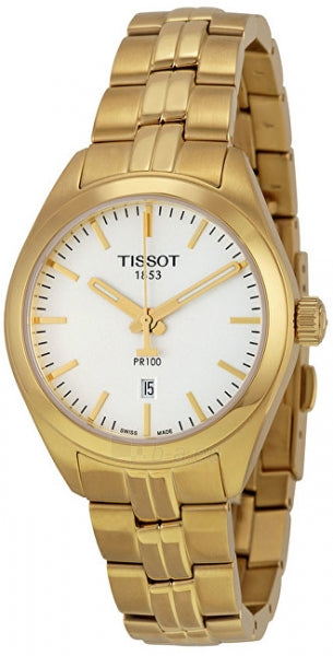 Tissot T Classic PR 100 Lady White Dial Gold Steel Strap Watch for Women - T101.210.33.031.00 Buy Now By Tissot