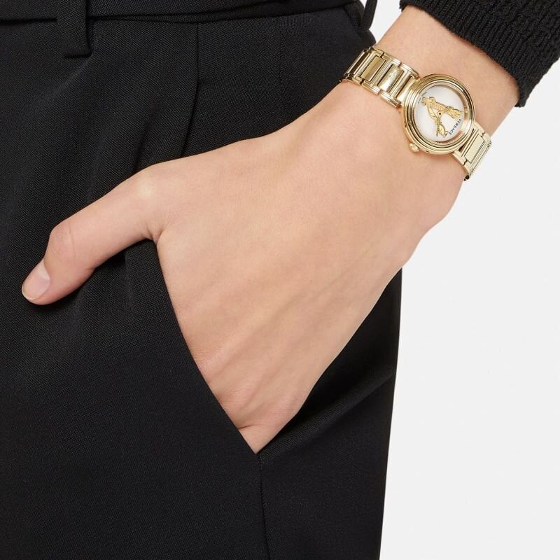 Versace Mini Virtus Quartz White Dial Gold Steel Strap Watch For Men - VET300221 Buy Now By Versace