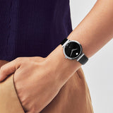 Movado Ultra Slim Black Dial Black Leather Strap Watch For Women - 0607094 Buy Now By Movado