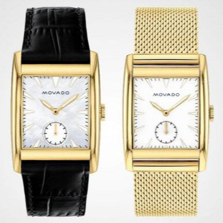 Movado Heritage Mother of Pearl White Dial Black Leather Strap Watch For Women - 3650050 Buy Now By Movado