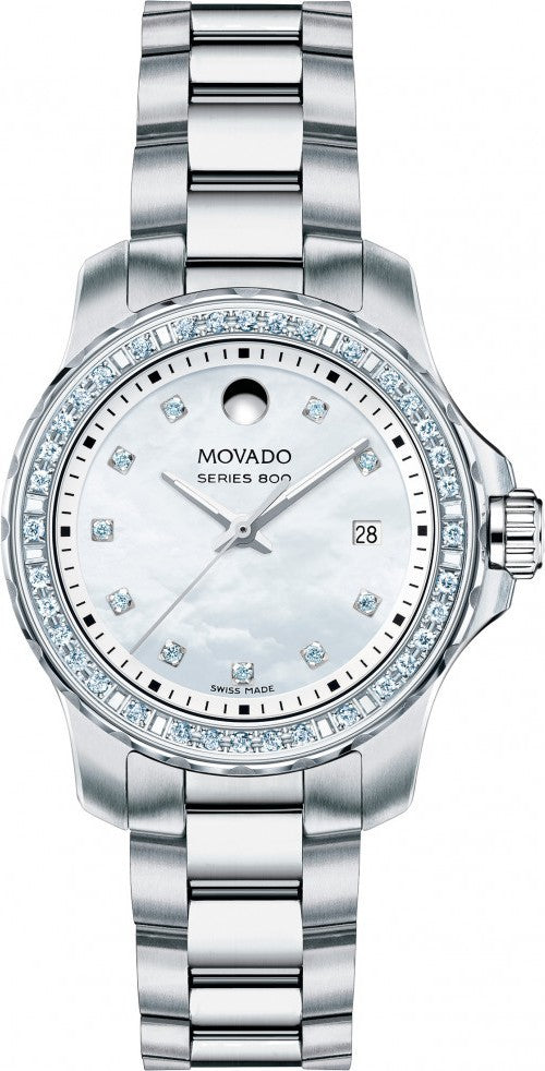 Movado Series 800 29mm Mother of Pearl Dial Diamond Watch For Women - 2600120 Buy Now By Movado