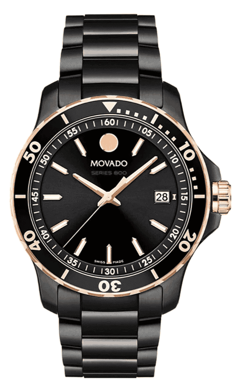 Movado 800 Series Black Dial Black Steel Strap Watch For Men - 2600162 Buy Now By Movado