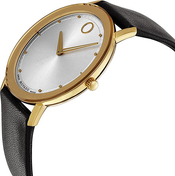 Movado TC Silver Dial Black Leather Strap Watch For Men - 606695 Buy Now By Movado