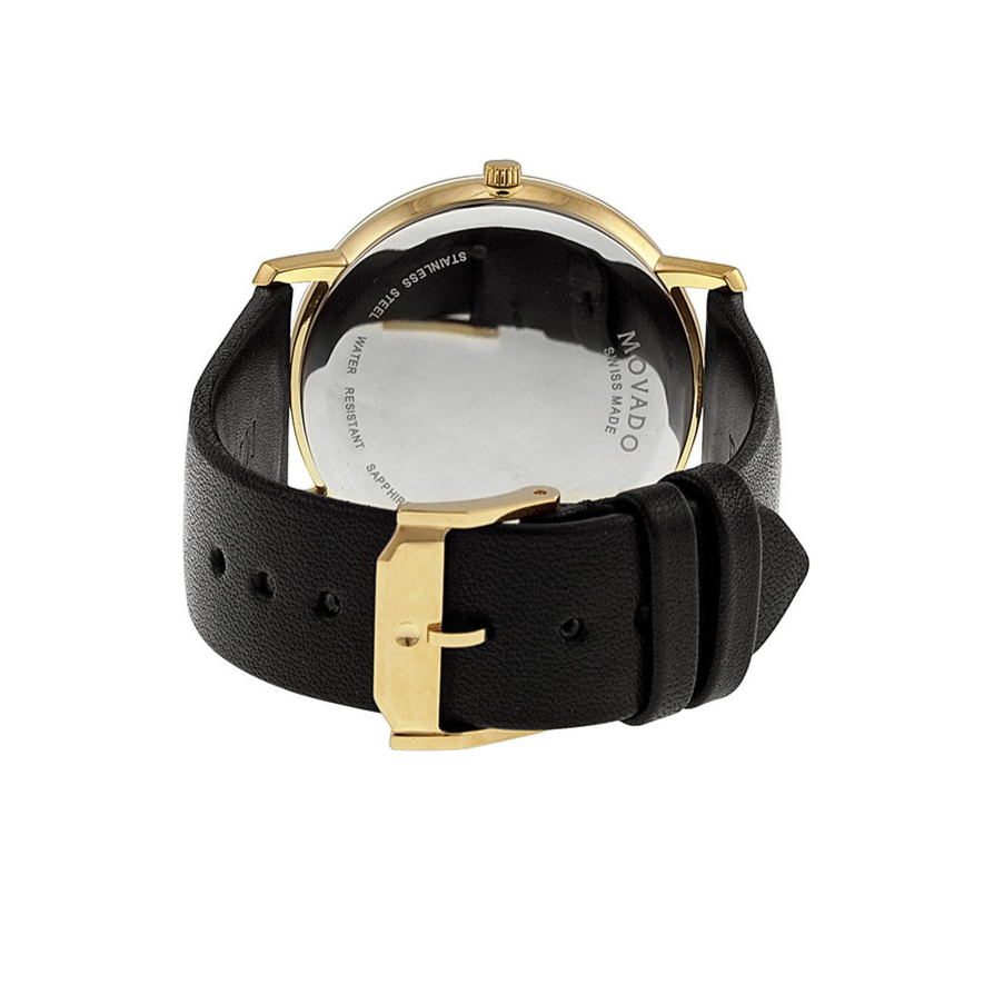 Movado TC Silver Dial Black Leather Strap Watch For Men - 606695 Buy Now By Movado