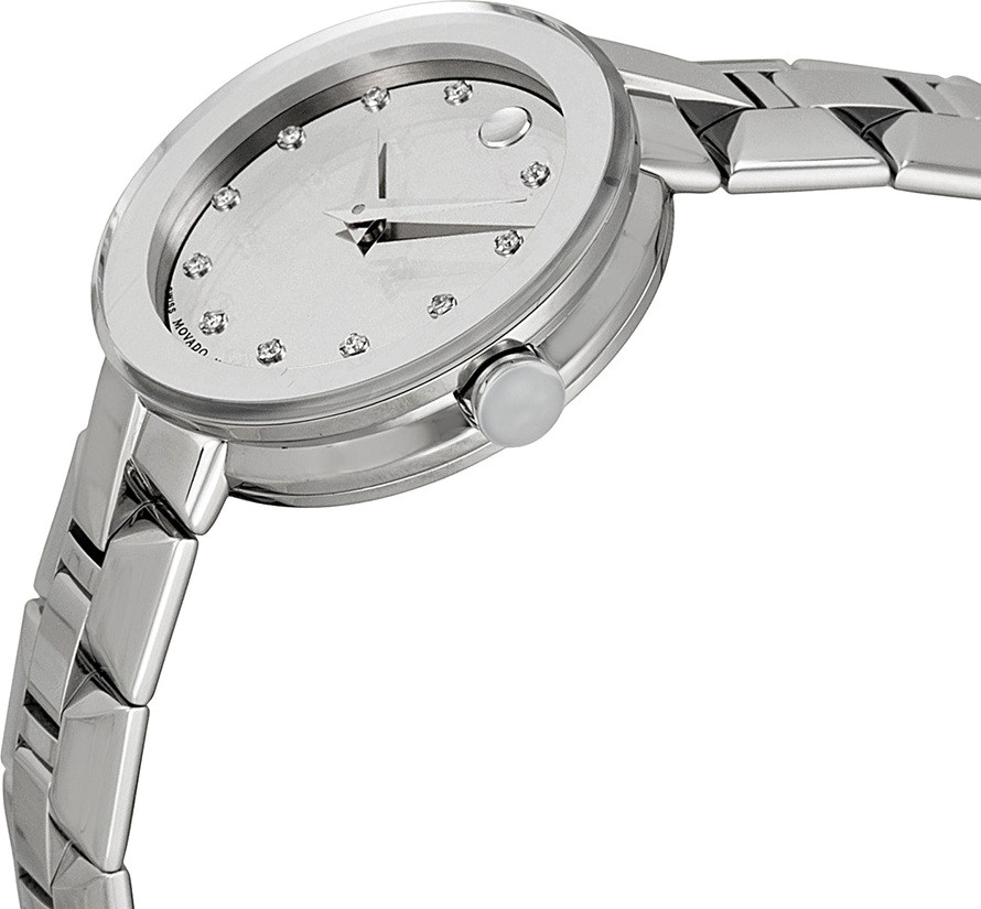 Movado Sapphire Diamonds Silver Dial Silver Steel Strap Watch For Women - 606814 Buy Now By Movado