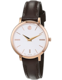 Movado Ultra Slim White Dial Brown Leather Strap Watch For Women - 0607096 Buy Now By Movado