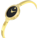 Movado Bela Black Dial Gold Steel Strap Watch For Women - 0606999 Buy Now By Movado