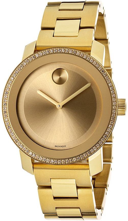 Movado Bold Diamonds Gold Dial Gold Steel Strap Watch for Women - 3600150 Buy Now By Movado