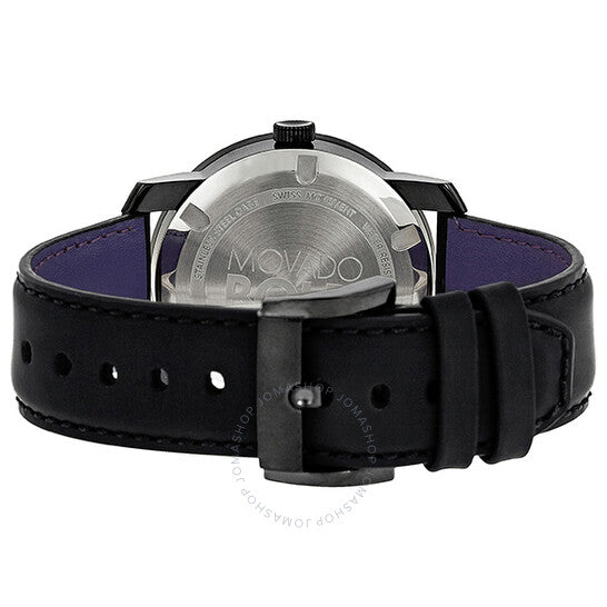 Movado Bold Metallic Blue Dial Black Leather Strap Watch for Men - 3600137 Buy Now By Movado