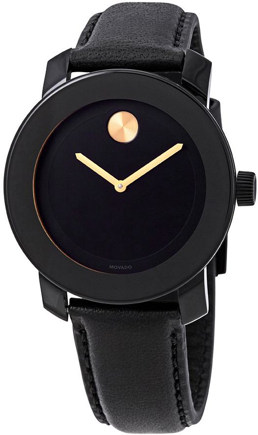 Movado Bold Black Dial Black Leather Strap Watch for Women - 3600527 Buy Now By Movado