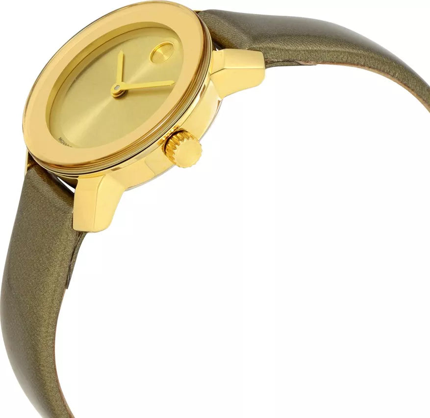 Movado Bold Gold Dial Brown Leather Strap Watch for Women - 3600437 Buy Now By Movado