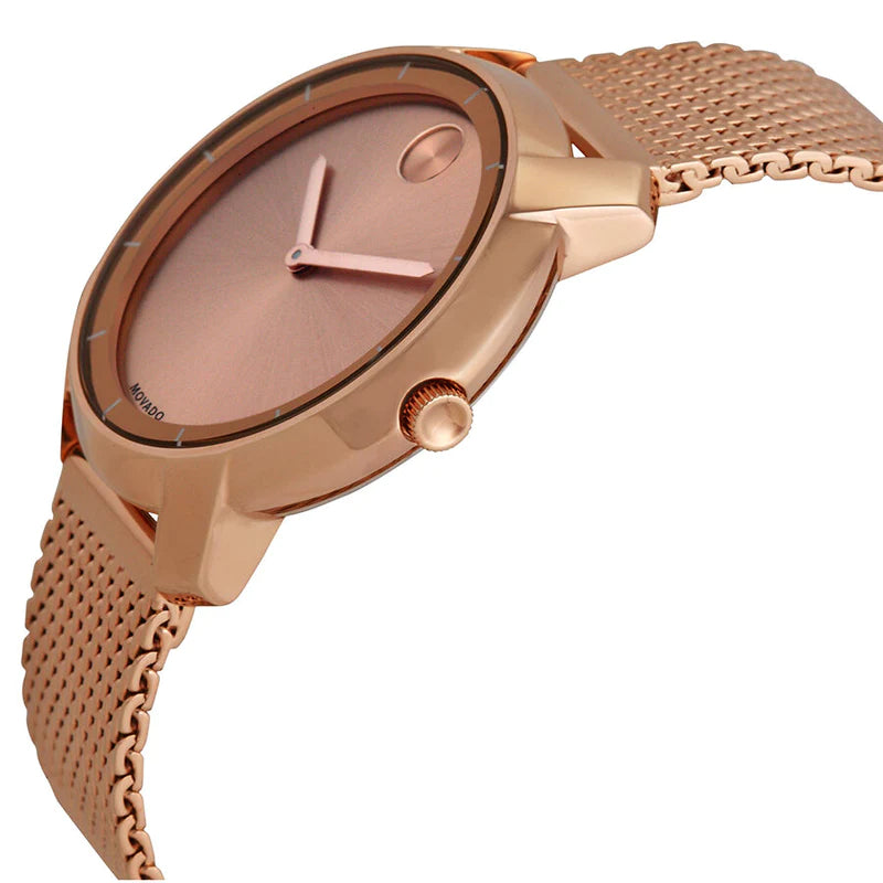 Movado Bold Rose Gold Dial Rose Gold Mesh Bracelet Watch For Women - 3600243 Buy Now By Movado