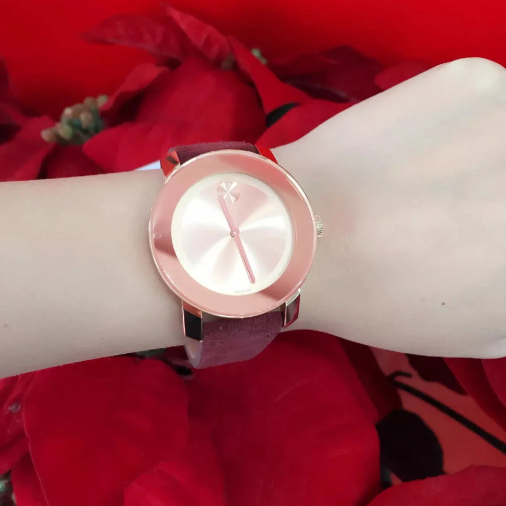 Movado Bold Rose Gold Dial Red Leather Strap Watch for Women - 3600447 Buy Now By Movado