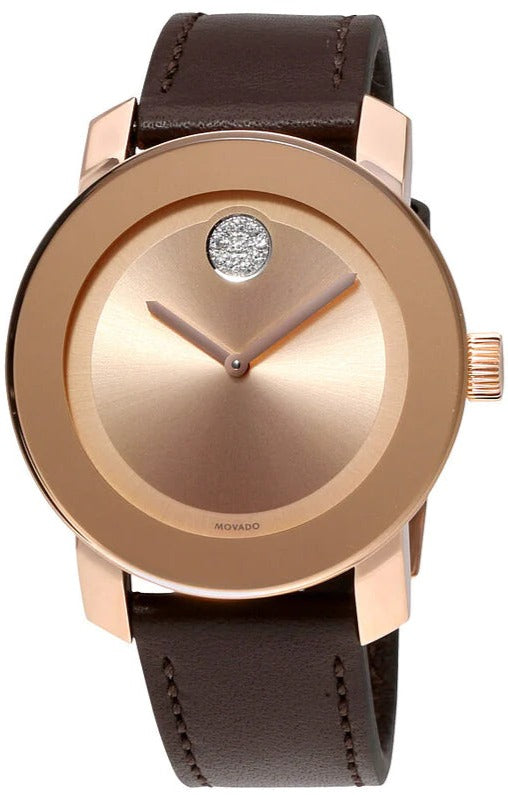 Movado Bold Rose Gold Dial Brown Leather Strap Watch for Men - 3600395 Buy Now By Movado