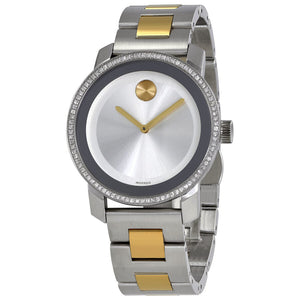 Movado Bold Diamonds Silver Dial Two Tone Steel Strap Watch for Women - 3600451 Buy Now By Movado