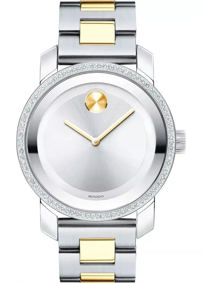 Movado Bold Diamonds Silver Dial Two Tone Steel Strap Watch for Women - 3600451 Buy Now By Movado