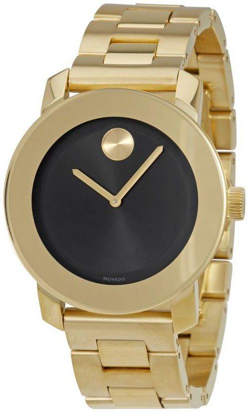 Movado Bold Black Dial Gold Steel Strap Unisex Watch - 3600397 Buy Now By Movado