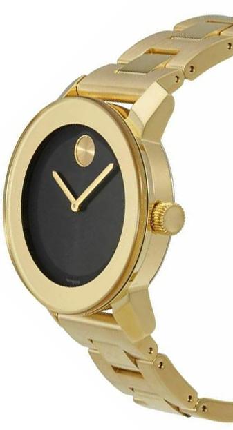 Movado Bold Black Dial Gold Steel Strap Unisex Watch - 3600397 Buy Now By Movado
