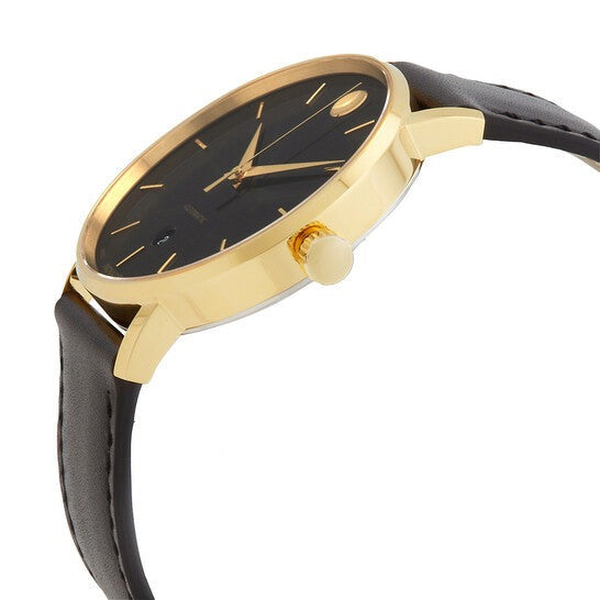 Movado Ultra Slim Black Dial Black Leather Strap Watch For Women - 0607095 Buy Now By Movado